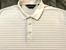 Polo Golf Ralph Lauren Mens L Shirt Pima Cotton Polo White Blue Striped