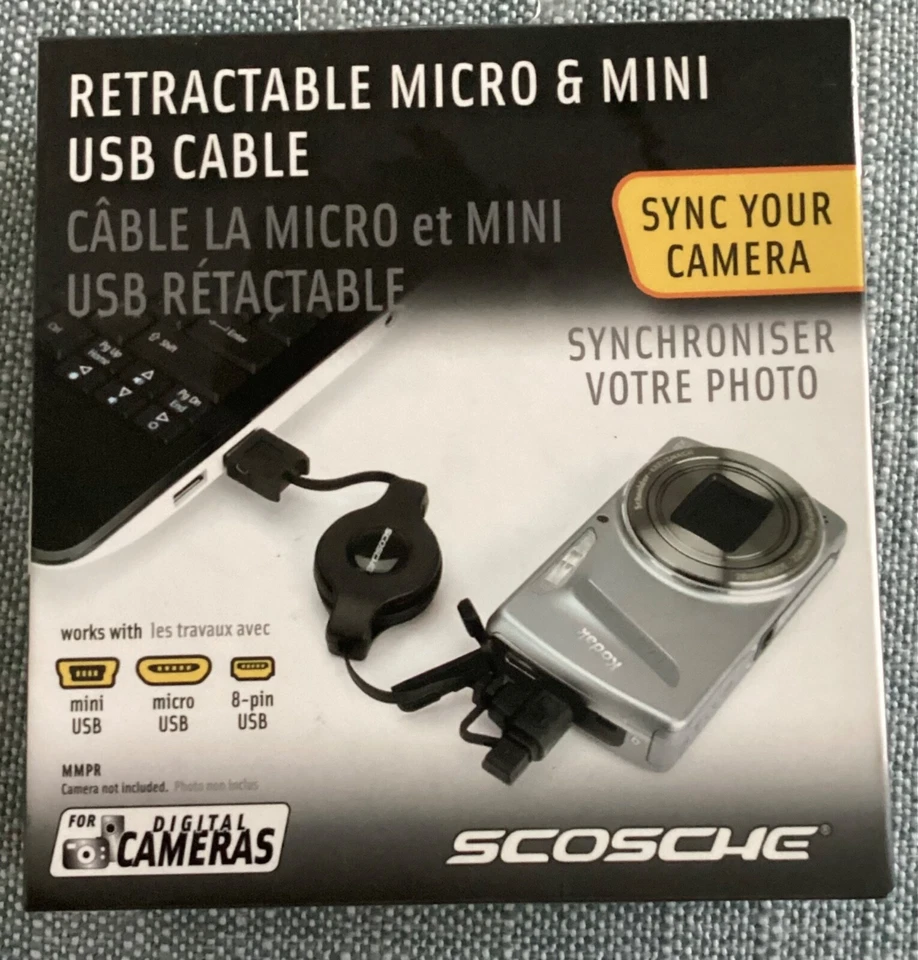 NIB Scosche Compact Cable Micro-USB and Mini-USB for Digital Cameras-New - Image 2 of 2