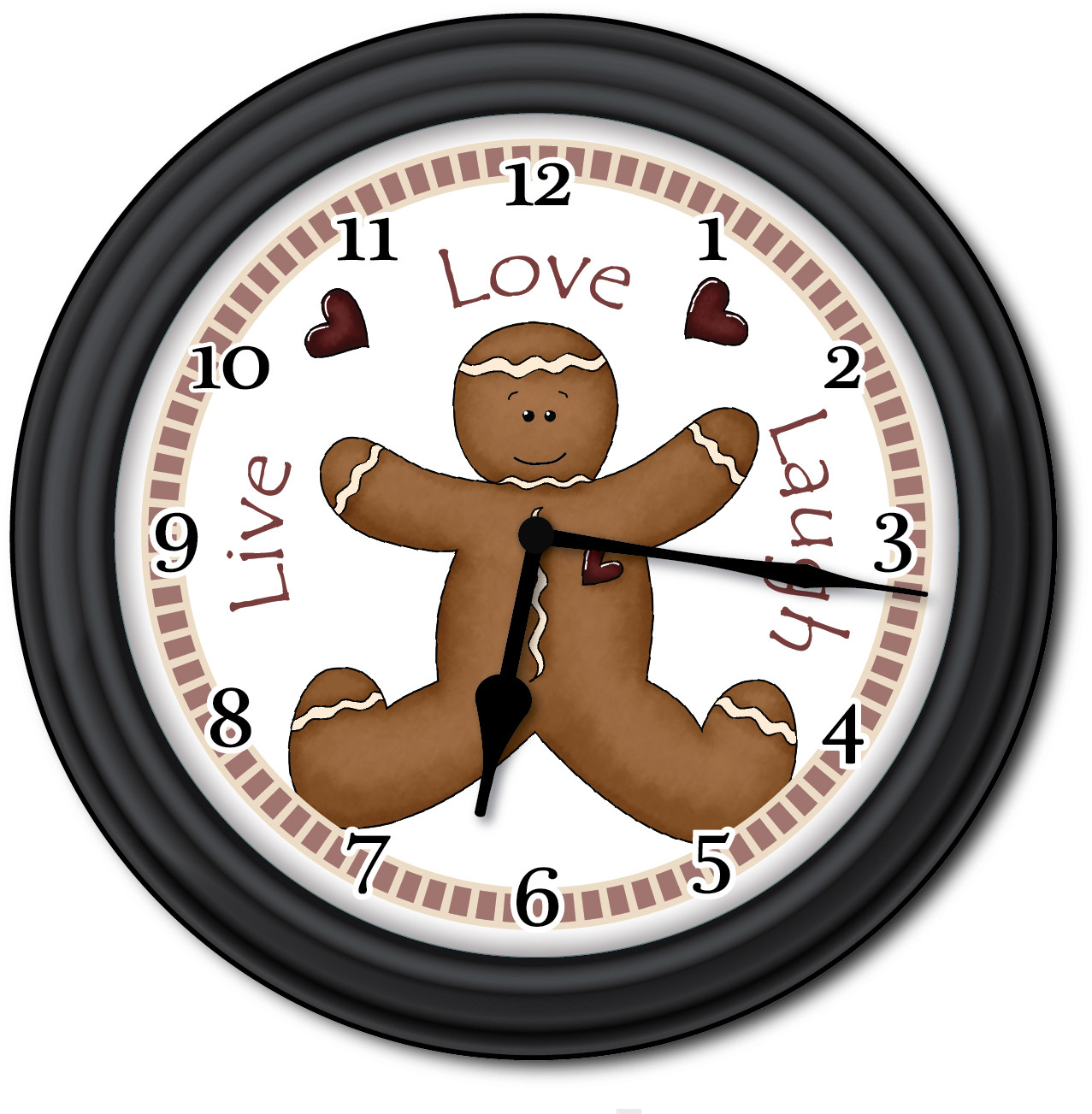 Gingerbread Man Wall Clock - Kitchen Home Primitive Country Live Love Xmas Decor