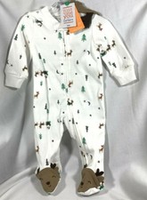 NWT CARTER'S JUST ONE YOU CHRISTMAS HOLIDAY SLEEPER W/ DEER HAT 3M TWO WAY ZIP