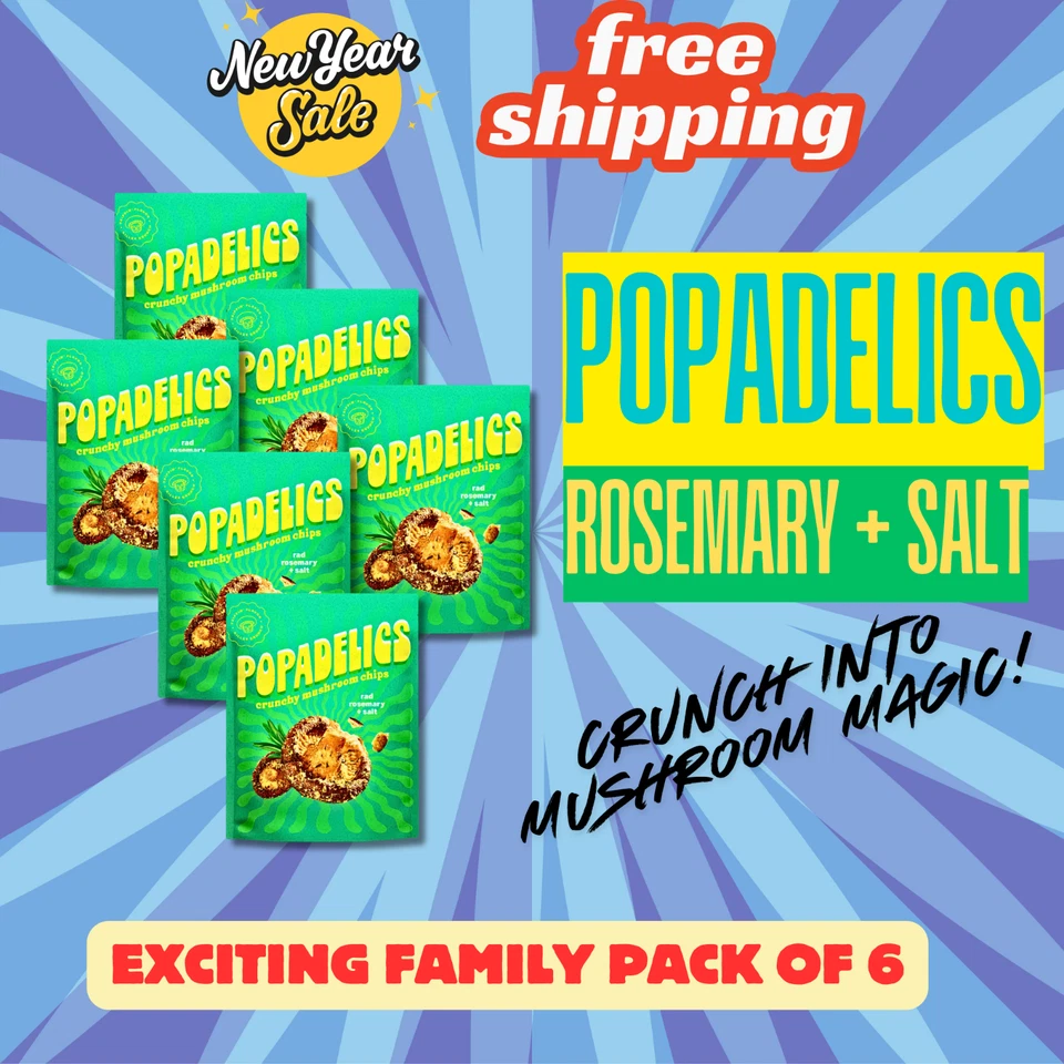 Rad de hongos Popadelics romero + sal crujiente chips 1,4 OZ HECHO EN EE. UU. (PAQUETE DE 6) Foto 2 de 4