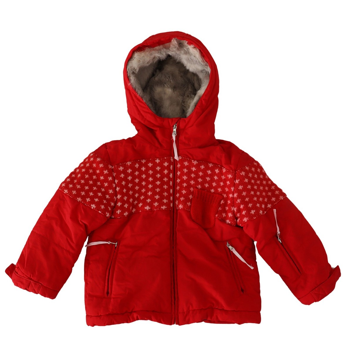 DOLCE & GABBANA Kids Jacket Red Winter Wool Hooded Rabbit Fur s