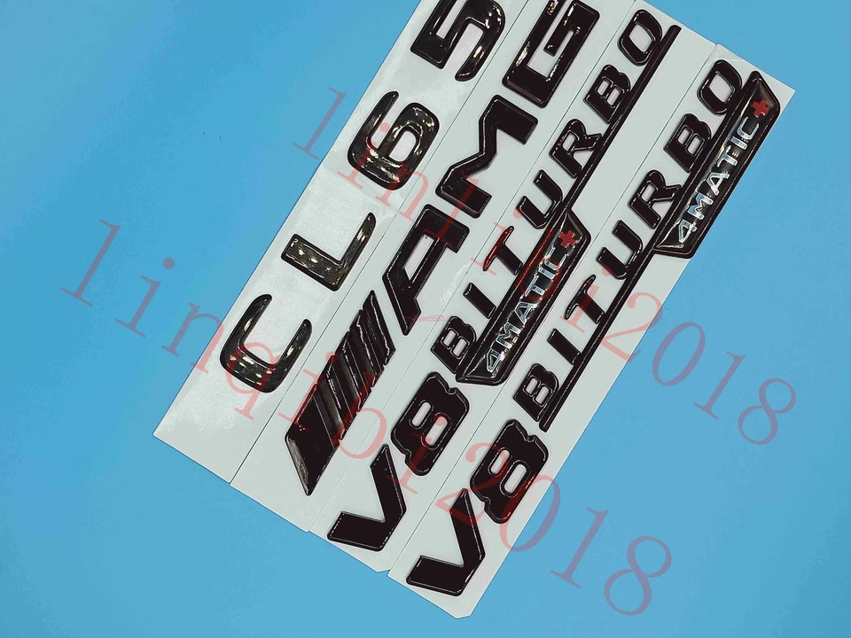 Adhesivo negro brillante plano CL65 AMG V8 BITURBO maletero emblemático insignia para Mercedes Benz Foto 3 de 4