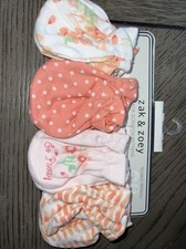 NEW Zak  Zoey girls 4 pack Infant Baby Scratch Mittens Gloves Set 0-12 months