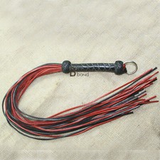 Real Genuine Cow Hide Leather Lace Flogger 25 Falls Red Black Stingy Falls