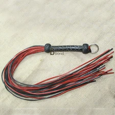 Real Genuine Cow Hide Leather Lace Flogger 25 Falls Red Black Stingy Falls