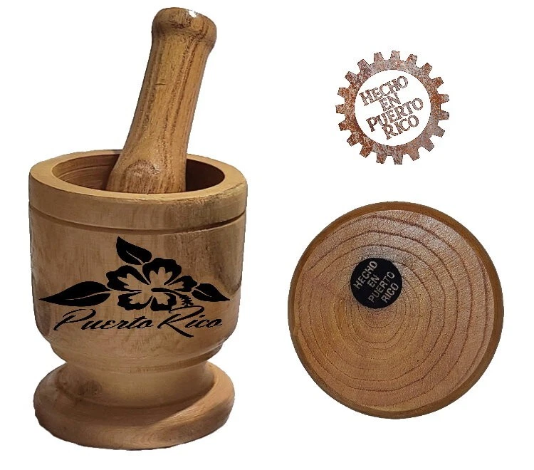 Puerto Rico Small Size Wood Mortar & Pestle Pylon Pilon Madera - Mofongo Mojito