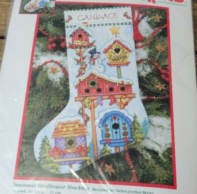 Dimensions 2000 Christmas Seasonal Birdhouses Stocking Kit 16'' snowman