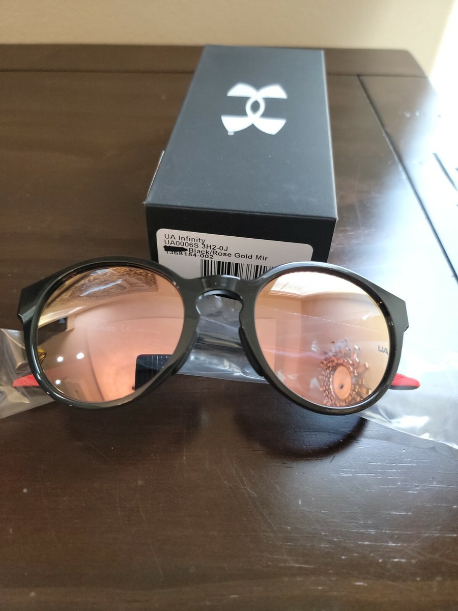 UNDER ARMOR Rose Gold Mirror Infinity Sunglasses new in box  display picture 3