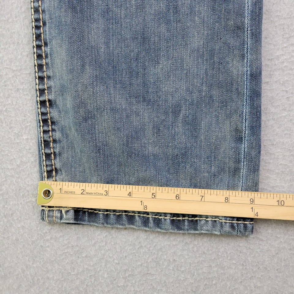 Express Kingston Jeans Mens 36 Bootcut Classic Distressed Blue Denim 37