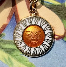 Sun Charm Bracelet, Vintage Signed Emmons Bracelet, Enameled Sun Bracelet,G58