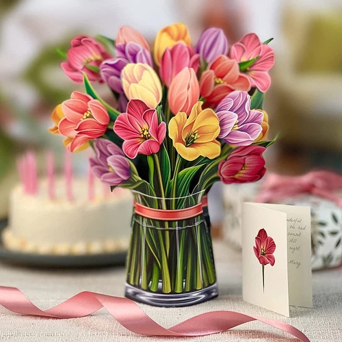 12 inch Paper Flower 3D Pop Up Greeting Cards Mother's Day Wedding Birthday Gift - Picture 13 of 57