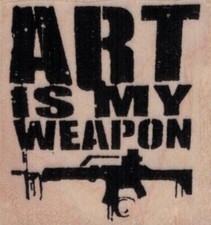 Banksy Art Is My Weapon 1 3/4 x 1 3/4" Rubber Stamp, Banksy Stamp