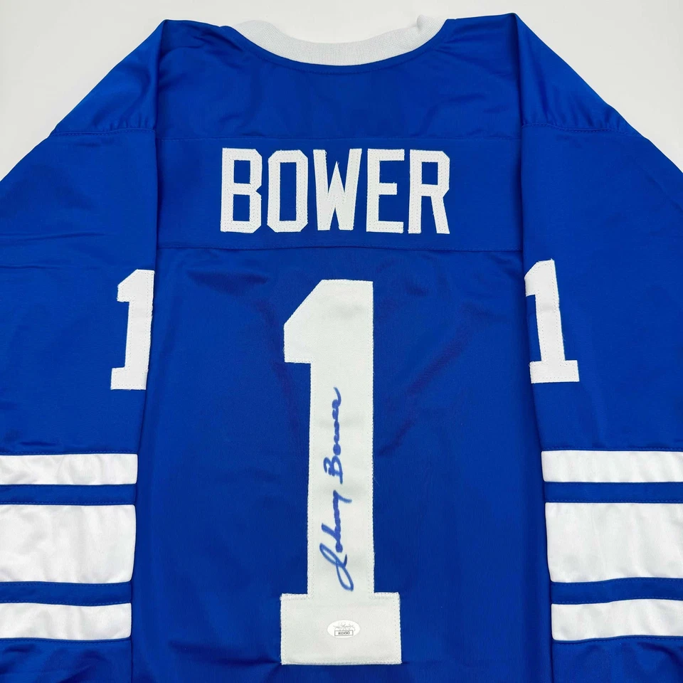 Autographed/Signed Johnny Bower Toronto Blue Hockey Jersey JSA COA - Image 2 of 4