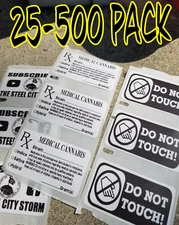 CUSTOM 1.25x2.25 inch labels 100-1000 Pack black and white sticky decals graphic
