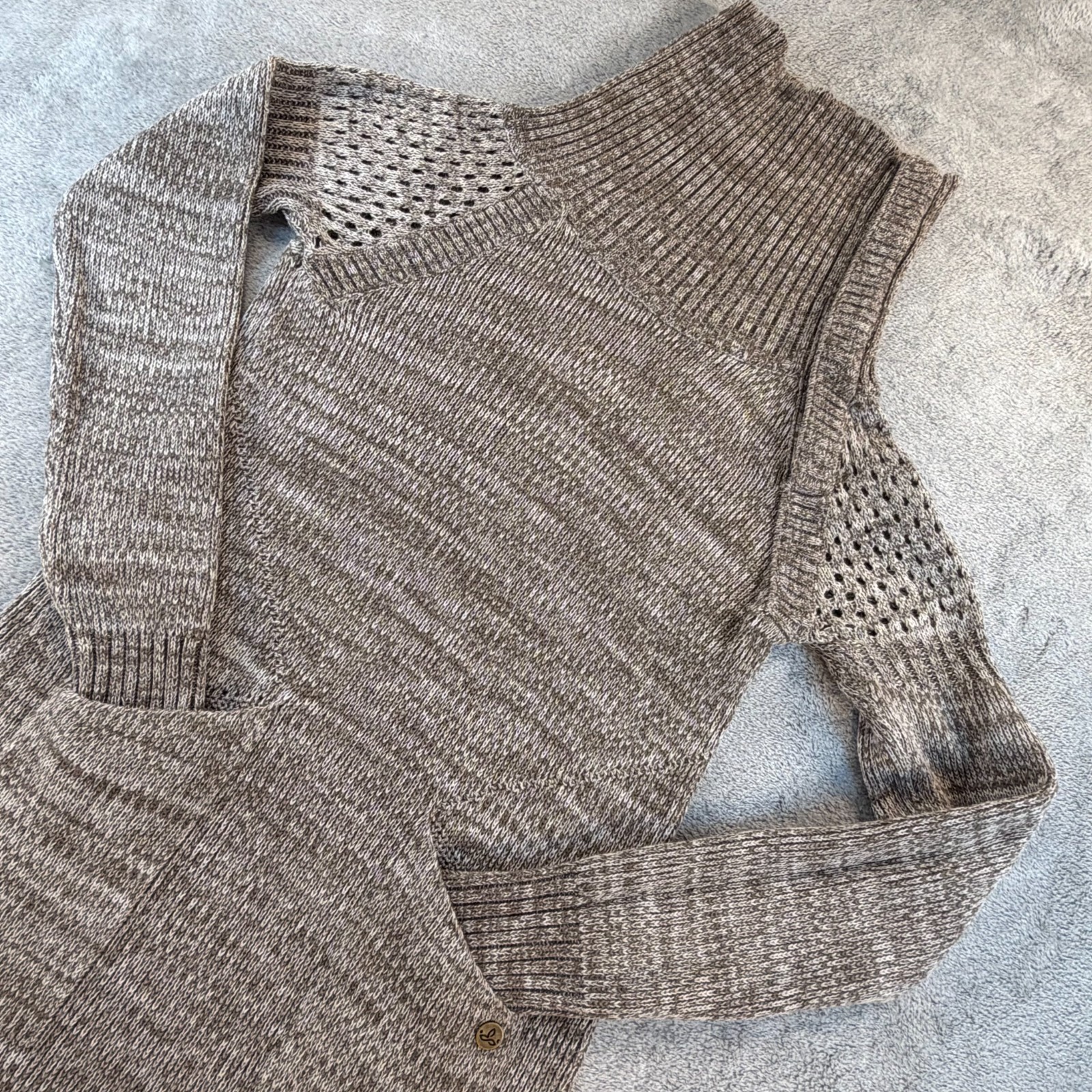 Prana Sweater Dress Women XS Brown Turtleneck Knit Tunic Wool Blend
