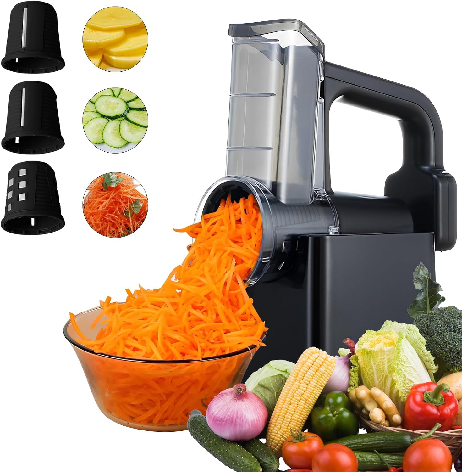 Affettatrice Verdure Elettrica 250W - Grattugia Formaggio Multifunzione