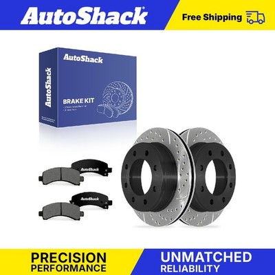 Rear Drilled Slotted Brake Rotors Premium Pads for Chevy Express 1500 2003-2005