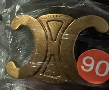 Triomphe Belt In Black Leather Gold Tone Size 90 Made In Italy Celine