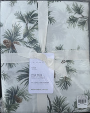 Pottery Barn Pine Tree Printed KING Sheet Set - New
