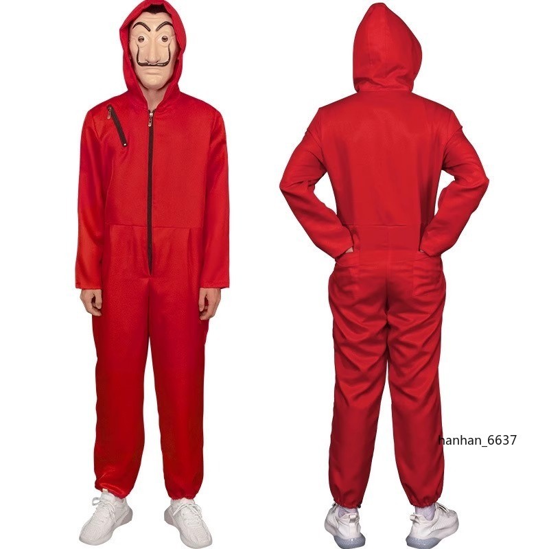 House of Paper Dalí Disfraz Juegos con disfraces Mono Rojo Halloween Trajes Accesorios Unisex