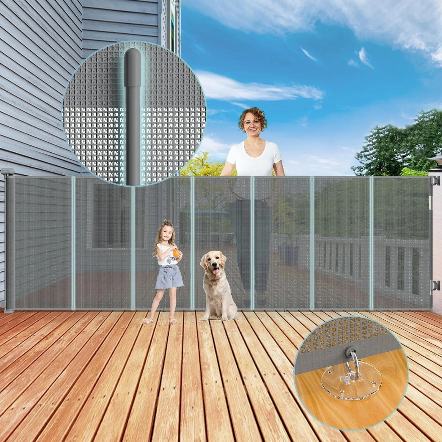 Tall Retractable Baby Gate for Baby, 300 * 105 cm Retractable