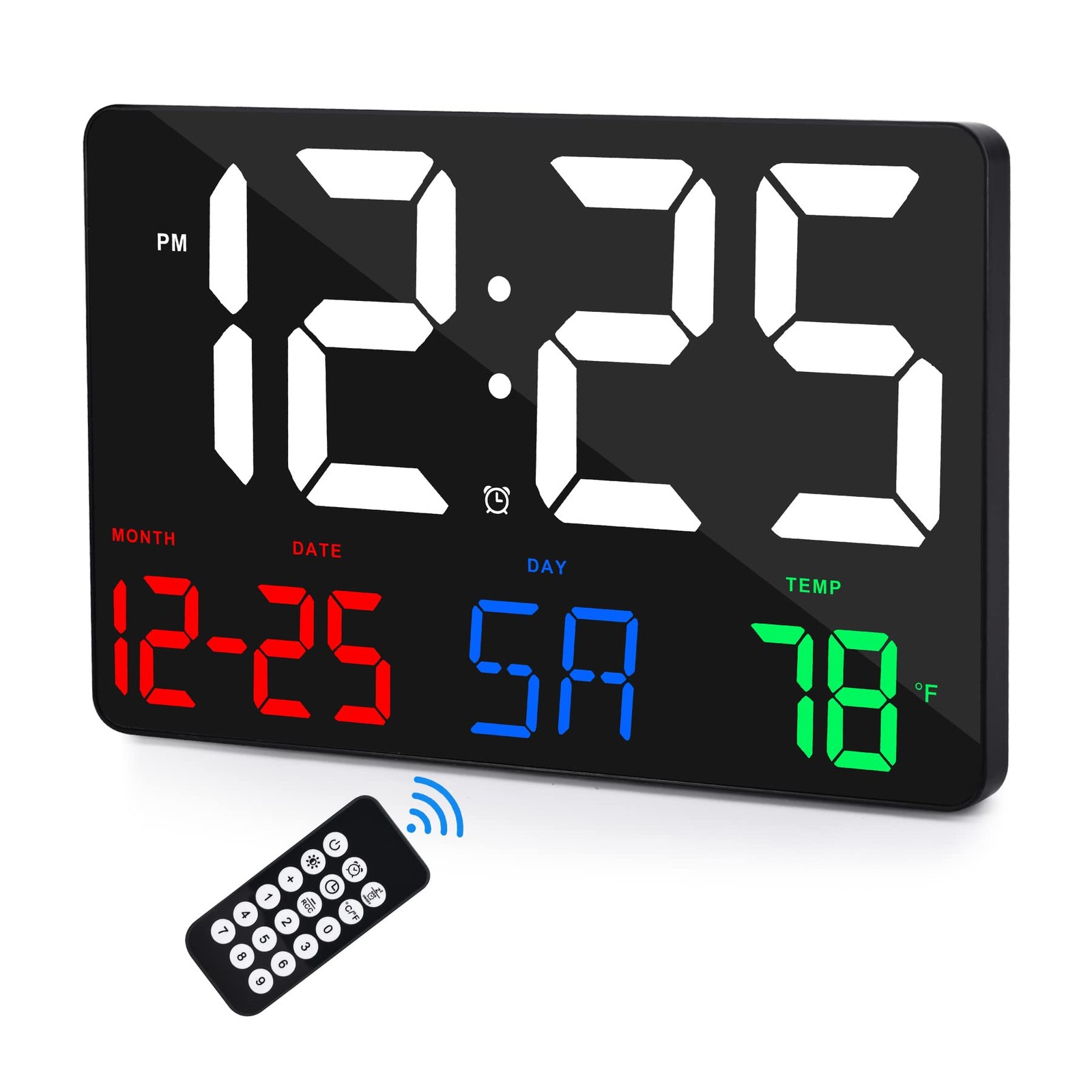 Digital Wall Clock,11.5" LED Digital Alarm Clock Large Display,with Remote Co...