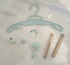 Vintage Doll Set Mint Green Doll Playset Bottle Rattle Hanger Tiny Tears Dy Dee