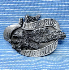 Bikers Eagle Live To Ride Ride To Live Belt Buckle Vintage 80s Bergamot .TYC240