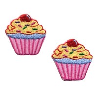 AufnäHer Muffin Pink 2Er Set Patch BüGelbild Abzeichen AufbüGler