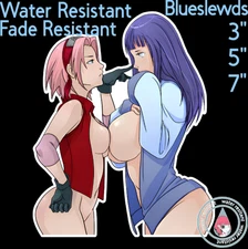 Naruto Sakura Haruno Hinata Hyūga 3" / 5" / 7" Lewd Anime Laptop Bottle Sticker