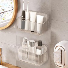 2pc Acrylic Wall Mount Organizer, Acrylic Adhesive Organizer, Clear Shelf, Ba...