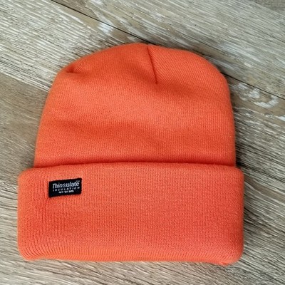 Thinsulate Insulated Beanie Hat Blaze Orange 40g Wide Cuff Outdoor Hunting New