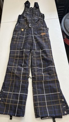 Picture Organic Ski Bib Overall Womens XS Navy Striped Flannel Style NEW