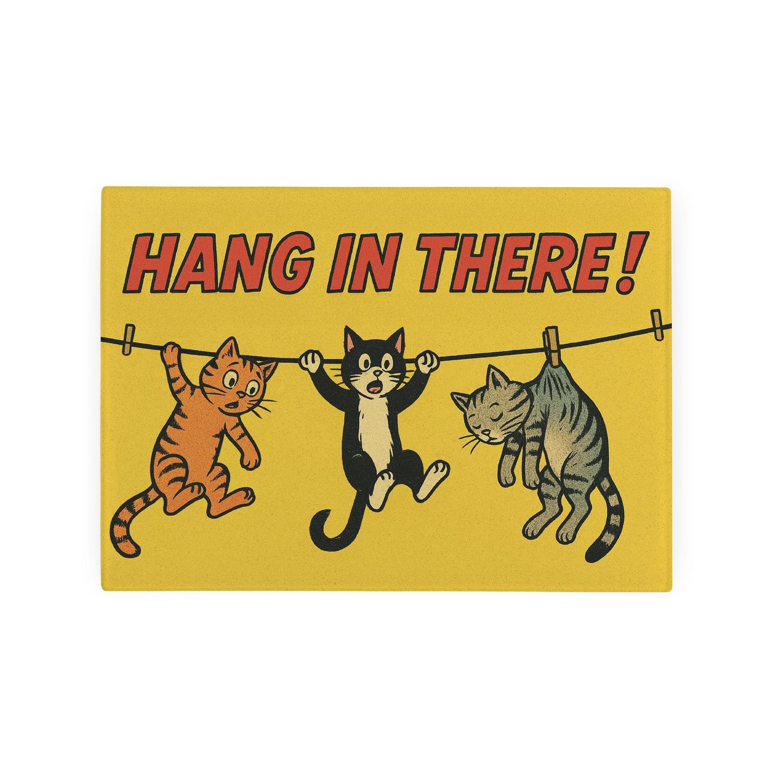 Retro Cats Glass Worktop Saver - Small Smooth Kitchen Chopping Board Gift