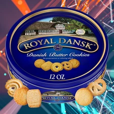 Royal Dansk Danish Cookies Tin, butter, 12 Ounce-NEW