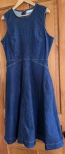 Nine West Denim Stretch Sleeveless Dress With Pockets Size 12 Fit & Flare