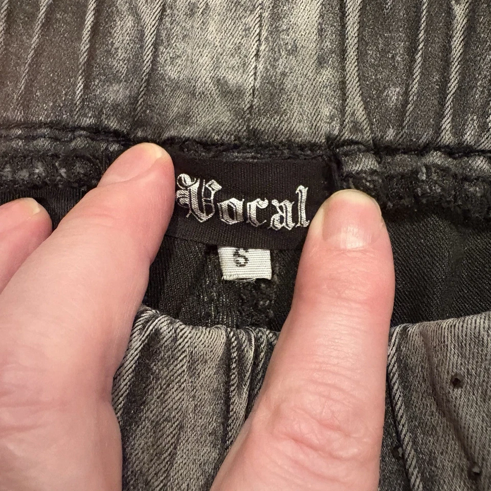 Leggings Vocal Gris Lavado Ácido Embellecidos Estrás Talla S Grunge Foto 2 de 4