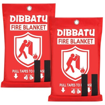 DIBBATU Fire Blanket for Home and Kitchen, Blankets 40''x40''-2 Pack, Red 
