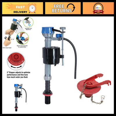 Toilet Fill Valve & 2-Inch Flapper Repair Kit for Universal Compatibility, Easy