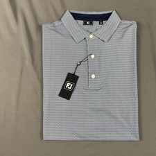 FootJoy Golf Shirt Polo Tee Geo Print Large Navy Polyester Spandex NWT MSRP 88