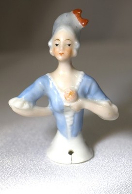 Vintage German Porcelain Half-Doll Arms Away Small 2'' Tall