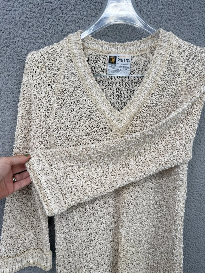 Vestido de punto abierto de lino irlandés telar a mano vintage de Palas Cottagecore Boho Prairie Foto 4 de 4