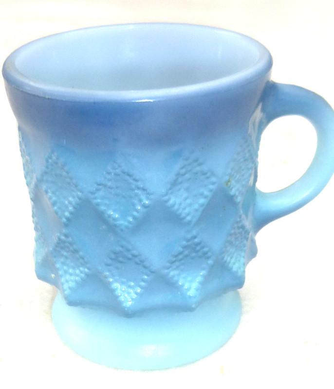 Anchor Hocking Fire King Kimberly Mug Blue Diamond Ombre Pattern Coffee Cup
