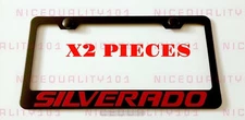 2X Silverado Stainless Steel Black Finished License Plate Frame Holder