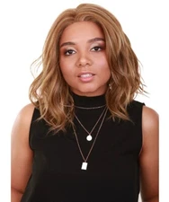 LUXLUXE Rayana Wavy 15 Inch Long 4X4 Hand-Tied Lace Front Wig, Blonde Blend