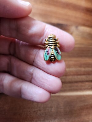 Vintage Bee Pin Colorful Insect Wings Costume Jewelry 