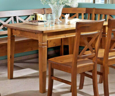 Massivholz Esstisch 140x90cm Kiefer massiv bernstein goldbraun NEU Küchen-tisch