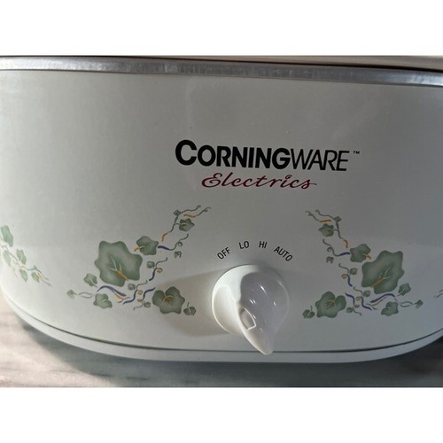 VTG CorningWare Electric Slow Cooker Crock Pot Green Floral 6 Quart RARE - Picture 2 of 7