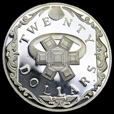 1985 British Virgin Islands .925 Silver Proof Coin Treasure Emerald Ring # 1005